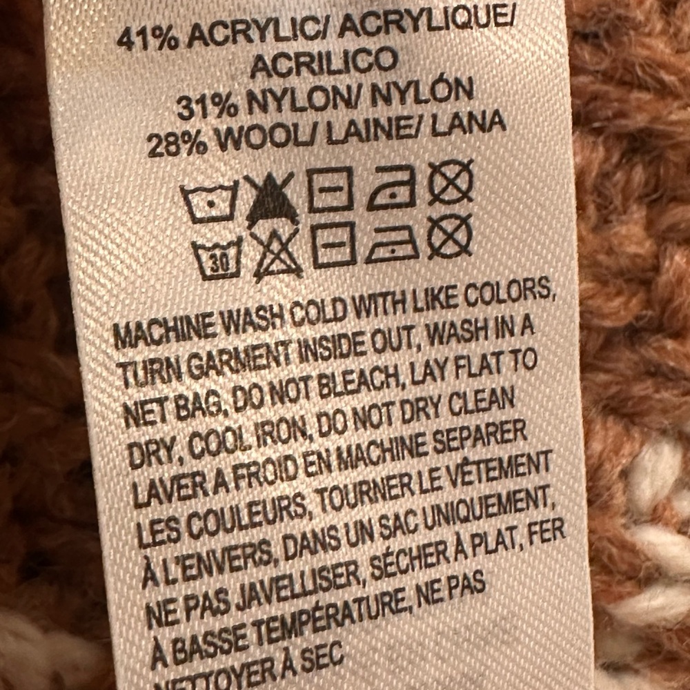 Lucky‎ Brand Fairsle Sweater Coatigan Caramel Cafe Women's Medium Wool Blend - Picture 11 of 11